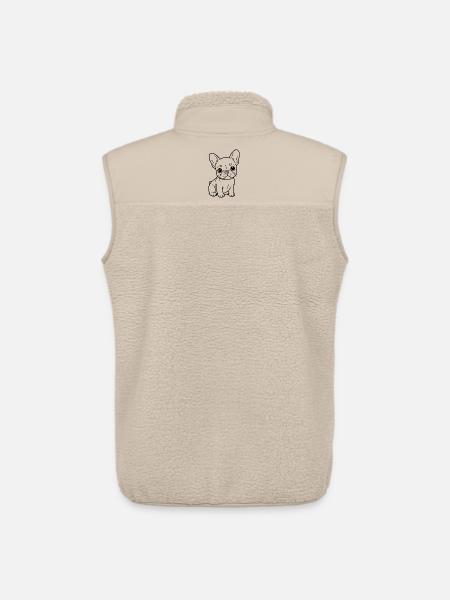 Little Bulldog Line Portrait - Unisex Sherpa Gilet by Stanley/Stella - beige