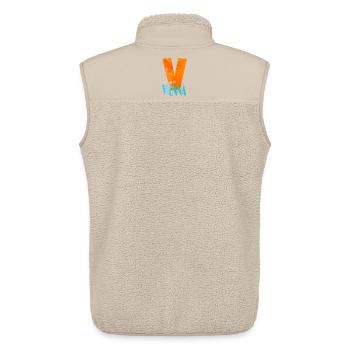 V pour Vienne dans un style rétro - Veste sans manches sherpa unisexe Stanley/Stella - beige - Dos - AI Model Male 178 light (178cm)