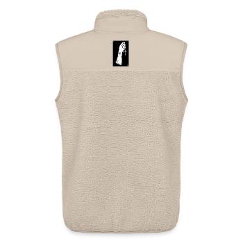 Schwarzweiß-Hand mit Kreuzkette - Unisex Sherpaweste von Stanley/Stella - Beige - Hinten - AI Model Male 178 light (178cm)