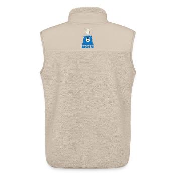 Blauer Bär mit Möwe Kopf Moin Hamburger Dialekt  - Unisex Sherpaweste von Stanley/Stella - Beige - Hinten - AI Model Male 178 light (178cm)