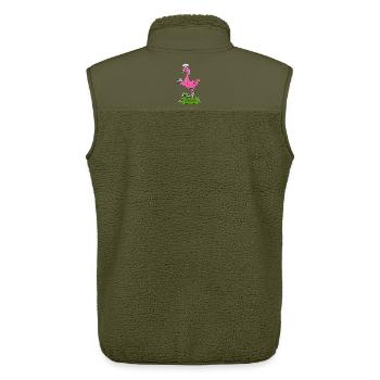 Cloche de service Cuisine Cuisinière Fromage Flamingo - Veste sans manches sherpa unisexe Stanley/Stella - kaki - Dos - AI Model Male 178 light (178cm)