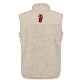 Schwarze Katze und Tulpen - Unisex Sherpaweste von Stanley/Stella - Beige - Hinten - AI Model Male 178 light (178cm)
