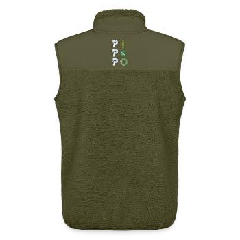 Pipapo - Wortschätze - vergessene Wörter - Unisex Sherpaweste von Stanley/Stella - Khaki - Hinten - AI Model Male 178 light (178cm)