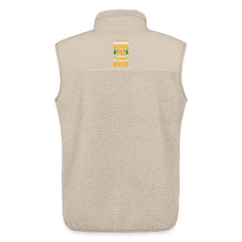 Dictons de camping amusants Camping-car Caravane - Veste sans manches sherpa unisexe Stanley/Stella - beige - Dos - AI Model Male 178 light (178cm)