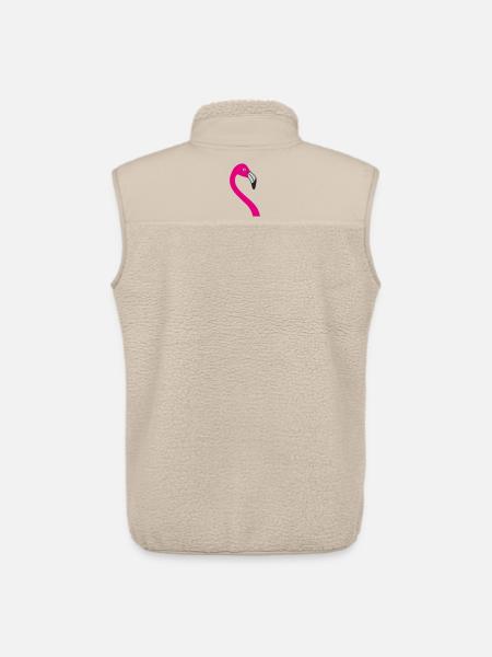 Flamingo Neon Pink Silhouette - Unisex Sherpa Gilet by Stanley/Stella - beige