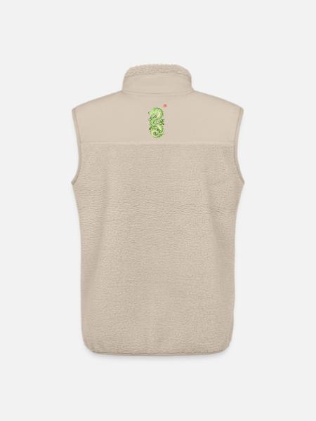 Green Japanese dragon, Japanese kanji print style - Unisex Sherpa Gilet by Stanley/Stella - beige