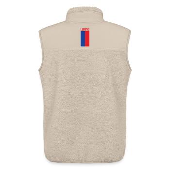 Souvenir LUMINO du Tessin - Veste sans manches sherpa unisexe Stanley/Stella - beige - Dos - AI Model Male 178 light (178cm)