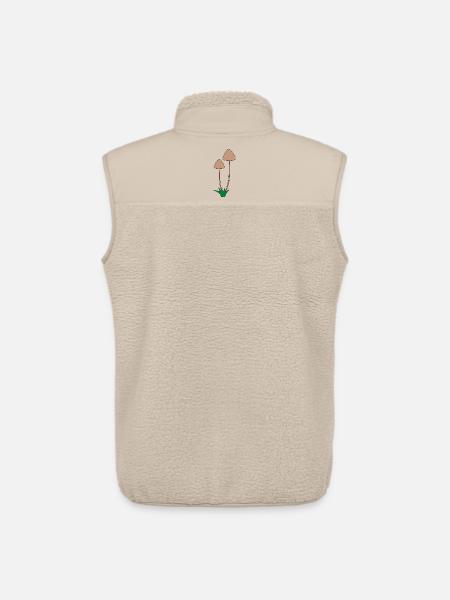 Minimalist Mushroom Botanical Illustration - Unisex Sherpa Gilet by Stanley/Stella - beige