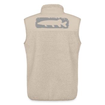 Hecht im Farbstrich - grau - Unisex Sherpaweste von Stanley/Stella - Beige - Hinten - AI Model Male 178 light (178cm)