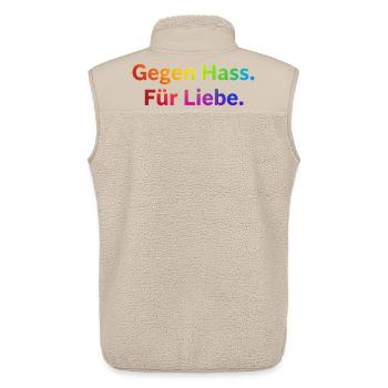 Gegen Hass Für Liebe Spruch Regenbogen Pride CSD - Unisex Sherpaweste von Stanley/Stella - Beige - Hinten - AI Model Male 178 light (178cm)