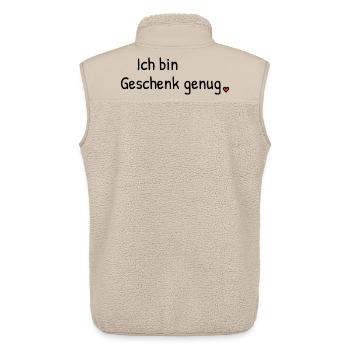 Ich bin Geschenk genug | Spruch mit Herz - Unisex Sherpaweste von Stanley/Stella - Beige - Hinten - AI Model Male 178 light (178cm)