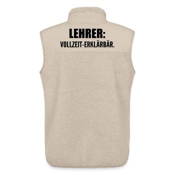 Lehrer: Vollzeit-Erklärbär - Unisex Sherpaweste von Stanley/Stella - Beige - Hinten - AI Model Male 178 light (178cm)