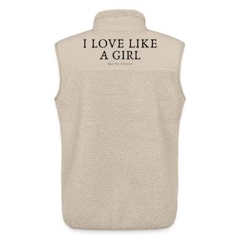 J’aime comme une fille, essaie de suivre le rythme - Veste sans manches sherpa unisexe Stanley/Stella - beige - Dos - AI Model Male 178 light (178cm)