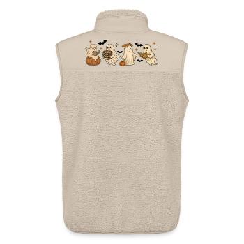 Fantômes livresques effrayants Halloween Design - Veste sans manches sherpa unisexe Stanley/Stella - beige - Dos - AI Model Male 178 light (178cm)