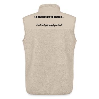 BONHEUR. AMOUREUX. AMOUR. JE T'AIME. COUPLE. AMOUR - Veste sans manches sherpa unisexe Stanley/Stella - beige - Dos - AI Model Male 178 light (178cm)