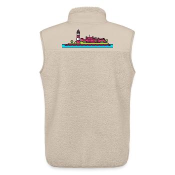 Plymouth City Skyline Smeaton's Tower Line Art - Unisex Sherpa Gilet by Stanley/Stella - beige - Back - AI Model Male 178 light (178cm)