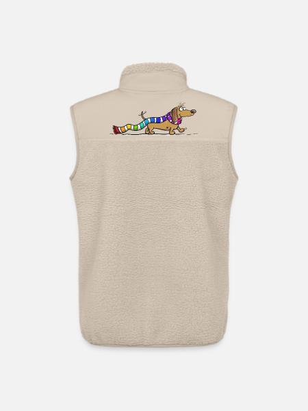 Dackel mit Regenbogen Schal Cartoon Dachshund Hund - Unisex Sherpaweste von Stanley/Stella - Beige