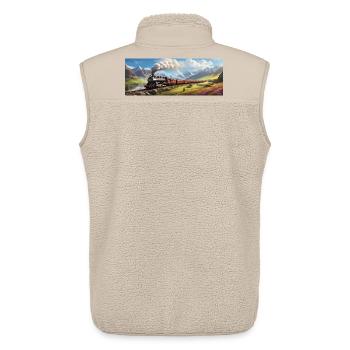 Nostalgic Railway Train with Steam Locomotive - Unisex Sherpa Gilet by Stanley/Stella - beige - Back - AI Model Male 178 light (178cm)