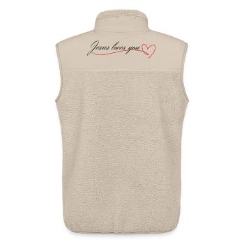 Jésus t’aime – Ligne du cœur - Veste sans manches sherpa unisexe Stanley/Stella - beige - Dos - AI Model Male 178 light (178cm)