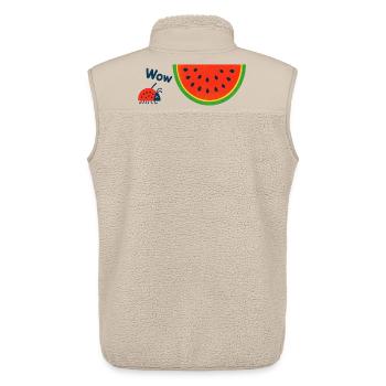 Marienkäfer staunt über Melone - Unisex Sherpaweste von Stanley/Stella - Beige - Hinten - AI Model Male 178 light (178cm)