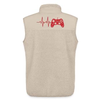 Heartbeat Controller Motif - Unisex Sherpa Gilet by Stanley/Stella - beige - Back - AI Model Male 178 light (178cm)