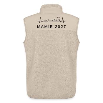 Future Mamie 2027 Battement de Cœur Grossesse - Unisex Sherpa Gilet by Stanley/Stella - beige - Back - AI Model Male 178 light (178cm)