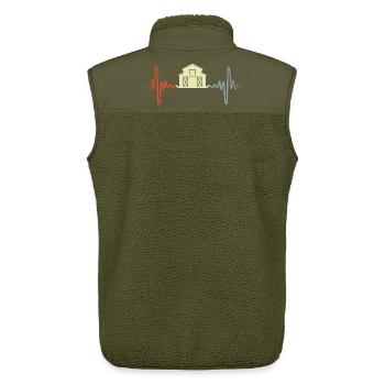 Vintage Bauernhof Herzschlag - Unisex Sherpaweste von Stanley/Stella - Khaki - Hinten - AI Model Male 178 light (178cm)