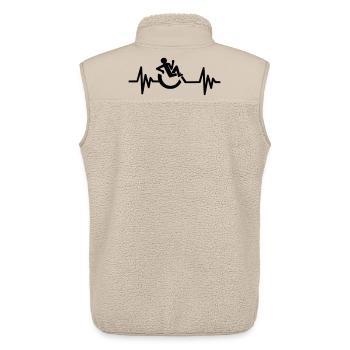 Bild: Rollstuhl, Herzschlag, entspannt # - Unisex Sherpaweste von Stanley/Stella - Beige - Hinten - AI Model Male 178 light (178cm)
