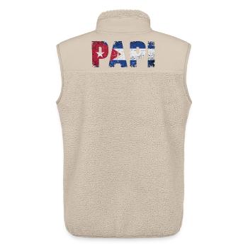 Papa Drapeau de Cuba Papa Vintage - Veste sans manches sherpa unisexe Stanley/Stella - beige - Dos - AI Model Male 178 light (178cm)