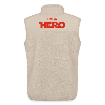 I am a hero (red) - Unisex Sherpa Gilet by Stanley/Stella - beige - Back - AI Model Male 178 light (178cm)