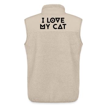 J’aime mon chat - Veste sans manches sherpa unisexe Stanley/Stella - beige - Dos - AI Model Male 178 light (178cm)