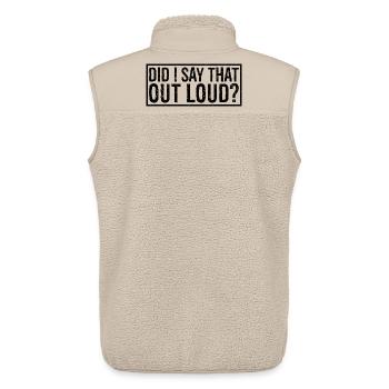 did I say that out loud - Unisex Sherpa Gilet by Stanley/Stella - beige - Back - AI Model Male 178 light (178cm)