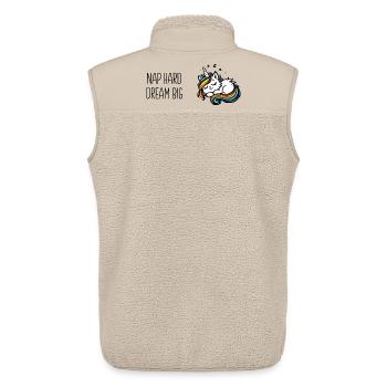 Nap hard dream big, schlafende Einhornkatze (bunt) - Unisex Sherpaweste von Stanley/Stella - Beige - Hinten - AI Model Male 178 light (178cm)