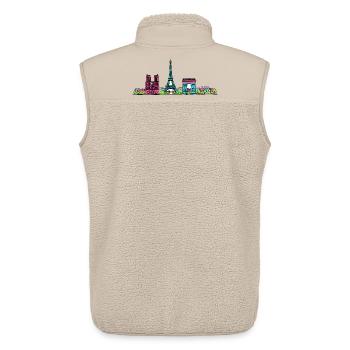 Paris City Skyline Eiffel Tower Modern Line Art - Unisex Sherpa Gilet by Stanley/Stella - beige - Back - AI Model Male 178 light (178cm)