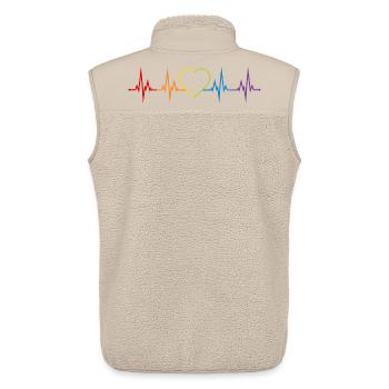 Herzschlag Herz Regenbogen LGBT CSD Liebe bunt - Unisex Sherpaweste von Stanley/Stella - Beige - Hinten - AI Model Male 178 light (178cm)