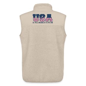 College USA Red White Blue Stars And Stripes Motto - Unisex Sherpaweste von Stanley/Stella - Beige - Hinten - AI Model Male 178 light (178cm)