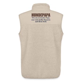 Hundepapa – Wie ein normaler Papa - Unisex Sherpaweste von Stanley/Stella - Beige - Hinten - AI Model Male 178 light (178cm)