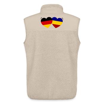 Flaggenherzen Duo Rumänien Deutschland - Unisex Sherpaweste von Stanley/Stella - Beige - Hinten - AI Model Male 178 light (178cm)