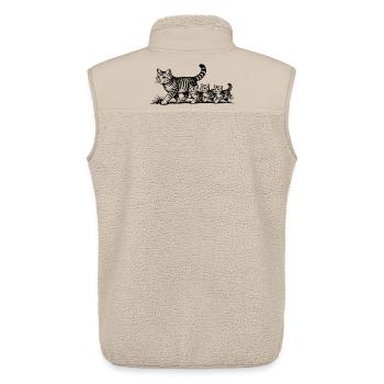 Mère chatte avec 3 chatons noirs - Veste sans manches sherpa unisexe Stanley/Stella - beige - Dos - AI Model Male 178 light (178cm)