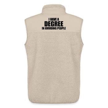 I have a degree in avoiding people - Veste sans manches sherpa unisexe Stanley/Stella - beige - Dos - AI Model Male 178 light (178cm)