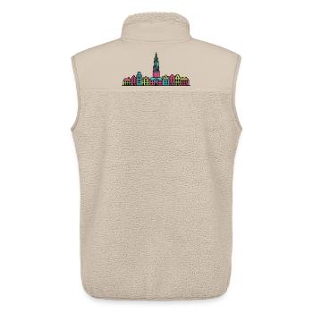 Groningen City Skyline Martinitoren Linienzeichnung - Unisex Sherpaweste von Stanley/Stella - Beige - Hinten - AI Model Male 178 light (178cm)