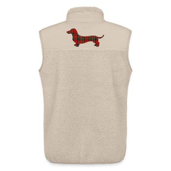 Tartan-Wursthund | Pyrenäenlinien-Labor - Unisex Sherpaweste von Stanley/Stella - Beige - Hinten - AI Model Male 178 light (178cm)