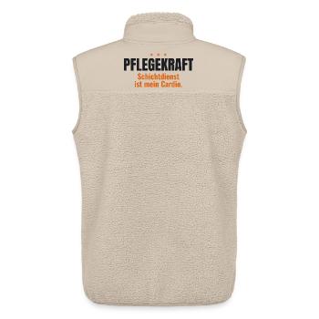 Pflegekraft Shirt – Schichtdienst ist mein Cardio - Unisex Sherpaweste von Stanley/Stella - Beige - Hinten - AI Model Male 178 light (178cm)