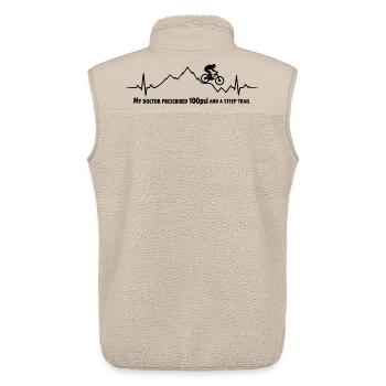 Mountain Bike ECG Heartbeat MTB Jump Saying - Unisex Sherpa Gilet by Stanley/Stella - beige - Back - AI Model Male 178 light (178cm)