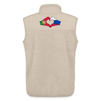 Portugal Russland Flagge Hände Herzform - Unisex Sherpaweste von Stanley/Stella - Beige - Hinten - AI Model Male 178 light (178cm)