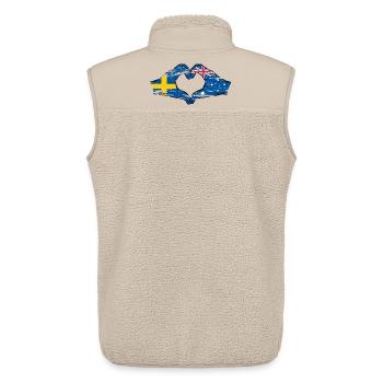 Suède Australie Drapeau Coeur Forme Utilisé - Veste sans manches sherpa unisexe Stanley/Stella - beige - Dos - AI Model Male 178 light (178cm)