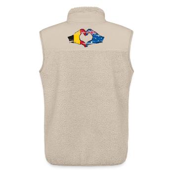 Belgium Australia Flag Heart shape used - Unisex Sherpa Gilet by Stanley/Stella - beige - Back - AI Model Male 178 light (178cm)