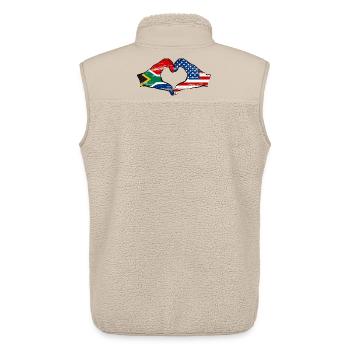 Südafrika USA Flagge Hände Herzform used - Unisex Sherpaweste von Stanley/Stella - Beige - Hinten - AI Model Male 178 light (178cm)