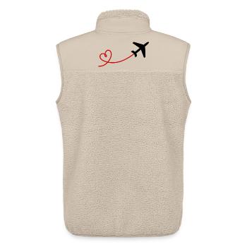 Airplane aviator with heart in black red - Unisex Sherpa Gilet by Stanley/Stella - beige - Back - AI Model Male 178 light (178cm)