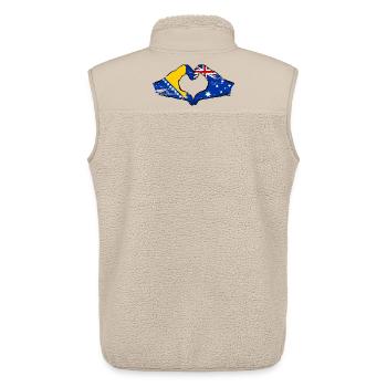 Bosnia Australia flag hands heart shape used - Unisex Sherpa Gilet by Stanley/Stella - beige - Back - AI Model Male 178 light (178cm)